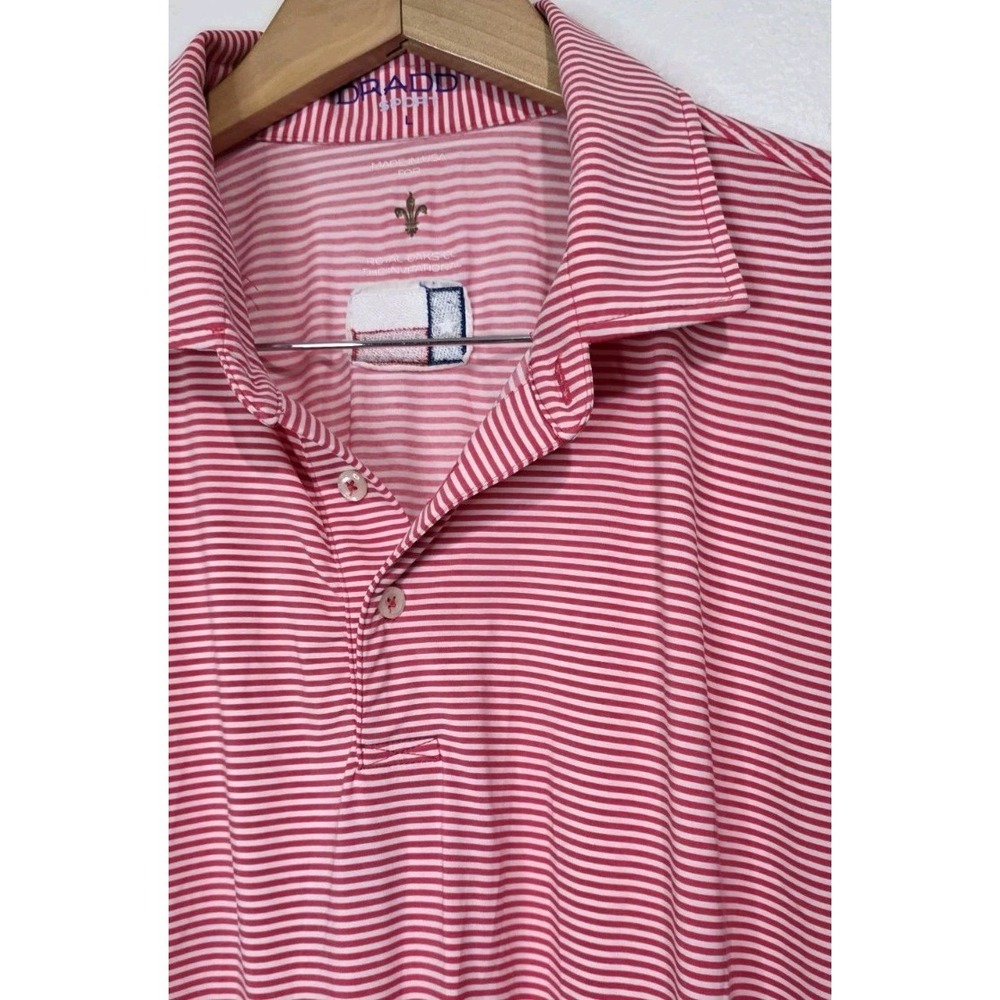 B Draddy Shirt Men L Sport Polo Jimmy Performance Stretch Flex USA‎ Stripe Golf